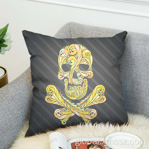 Velvet Cushion Covers Cute skull customized print 18x18 canvas cushion cover Factory